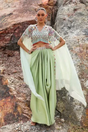 Flamingo Dhoti Cape Set