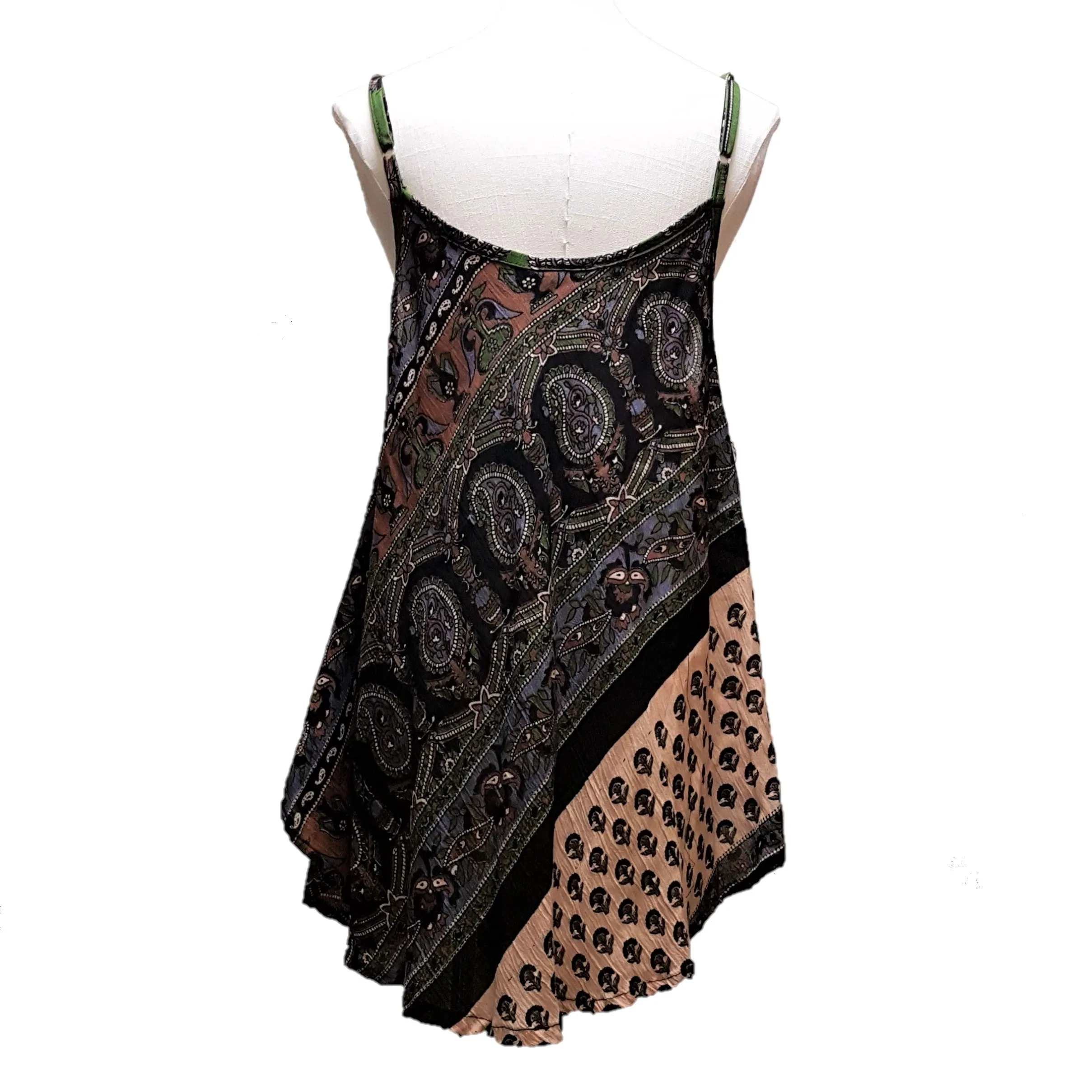 Floaty Indian Print Summer Top with Spaghetti Straps