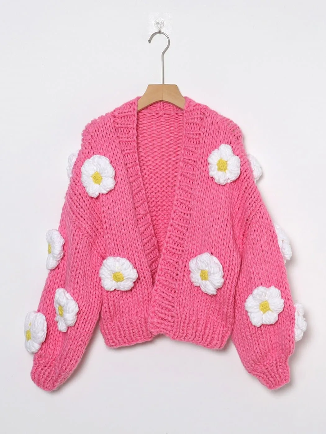 Floral Knitted Cozy Winter Sweater - Warm Loose Bohemian Style