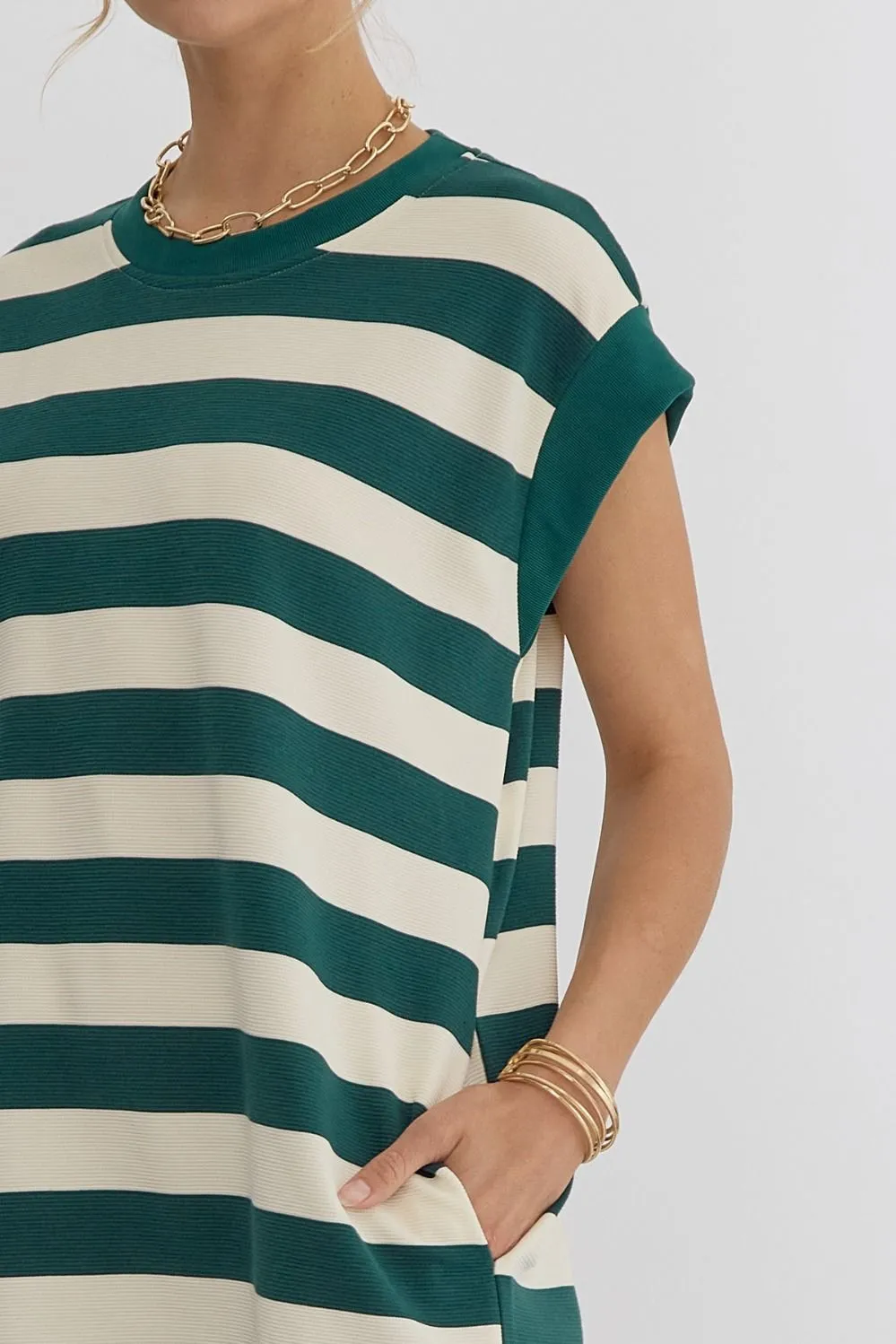 Forest Green Striped Mini