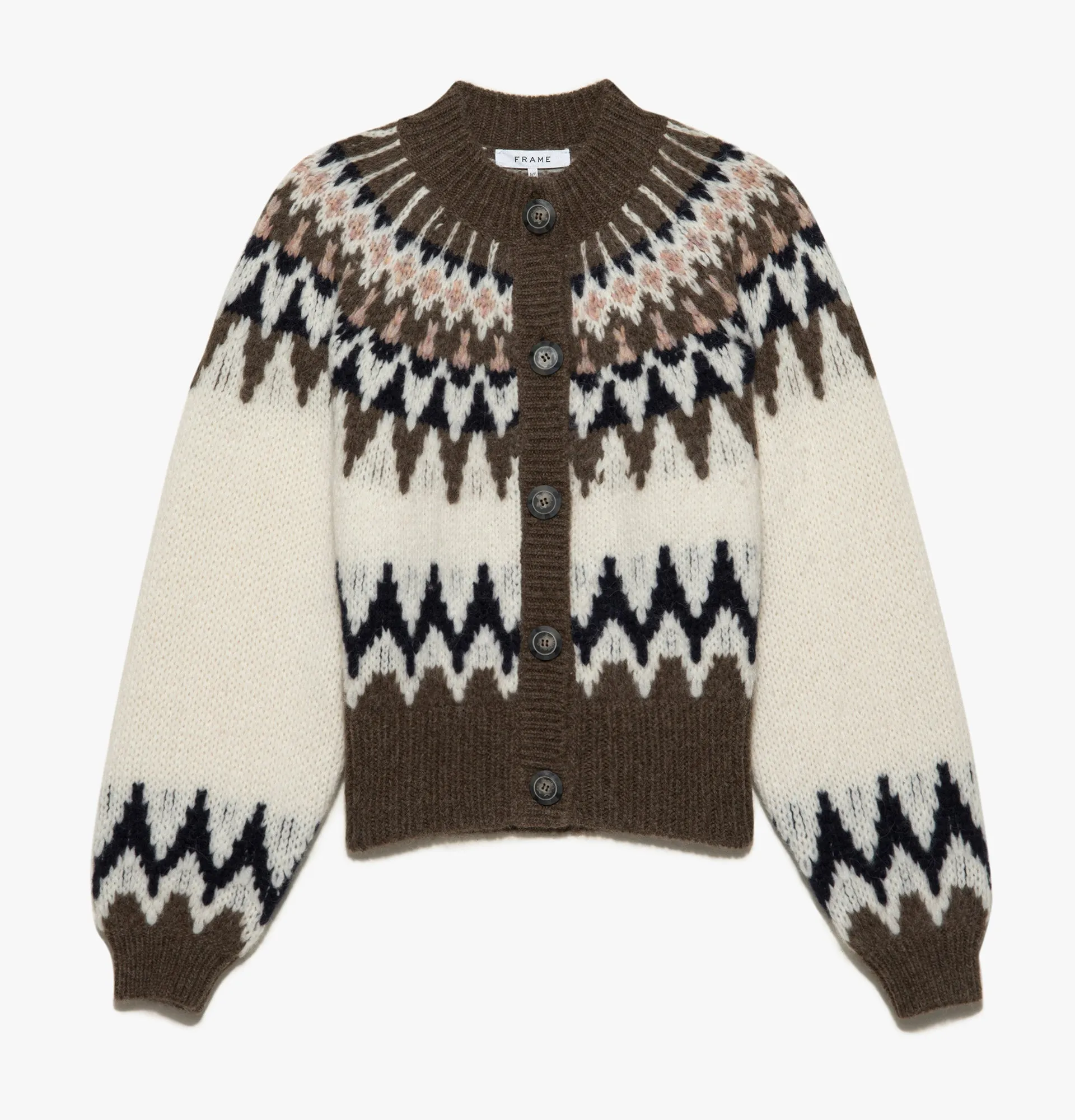 Frame - Fairisle Cardi in Off White Multi