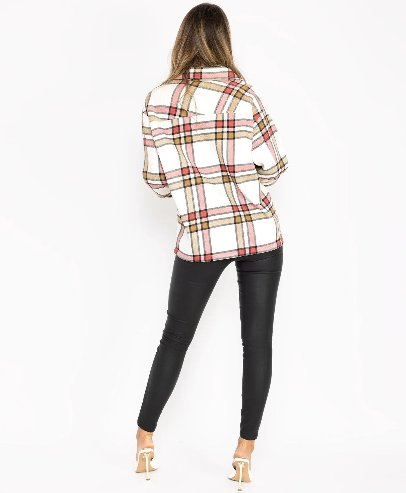 Fuchsia Fleece Oversized Check Shirt Shacket