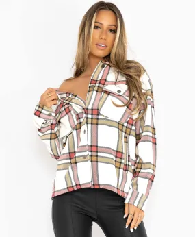 Fuchsia Fleece Oversized Check Shirt Shacket