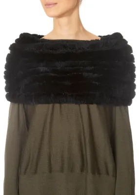 Fur5eight Real Rex Rabbit Fur Shoulder Snood Black