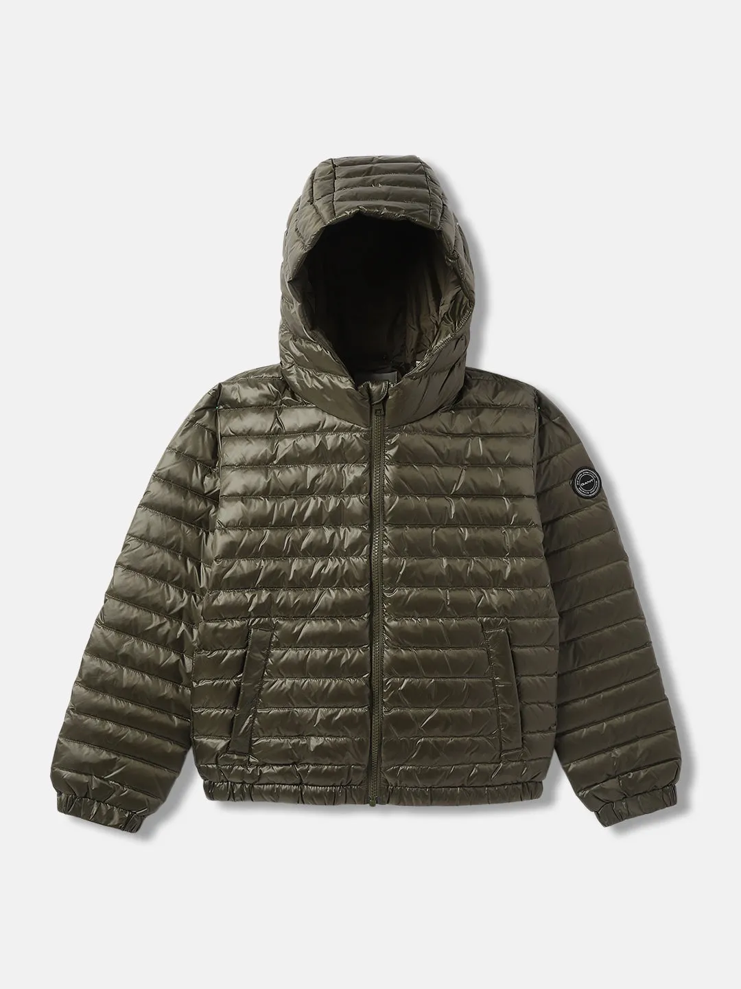 Gant Boys Green Solid Hooded Full Sleeves Puffer Jacket