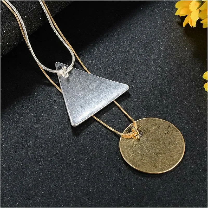 Geo Circle Triangle Long Necklace