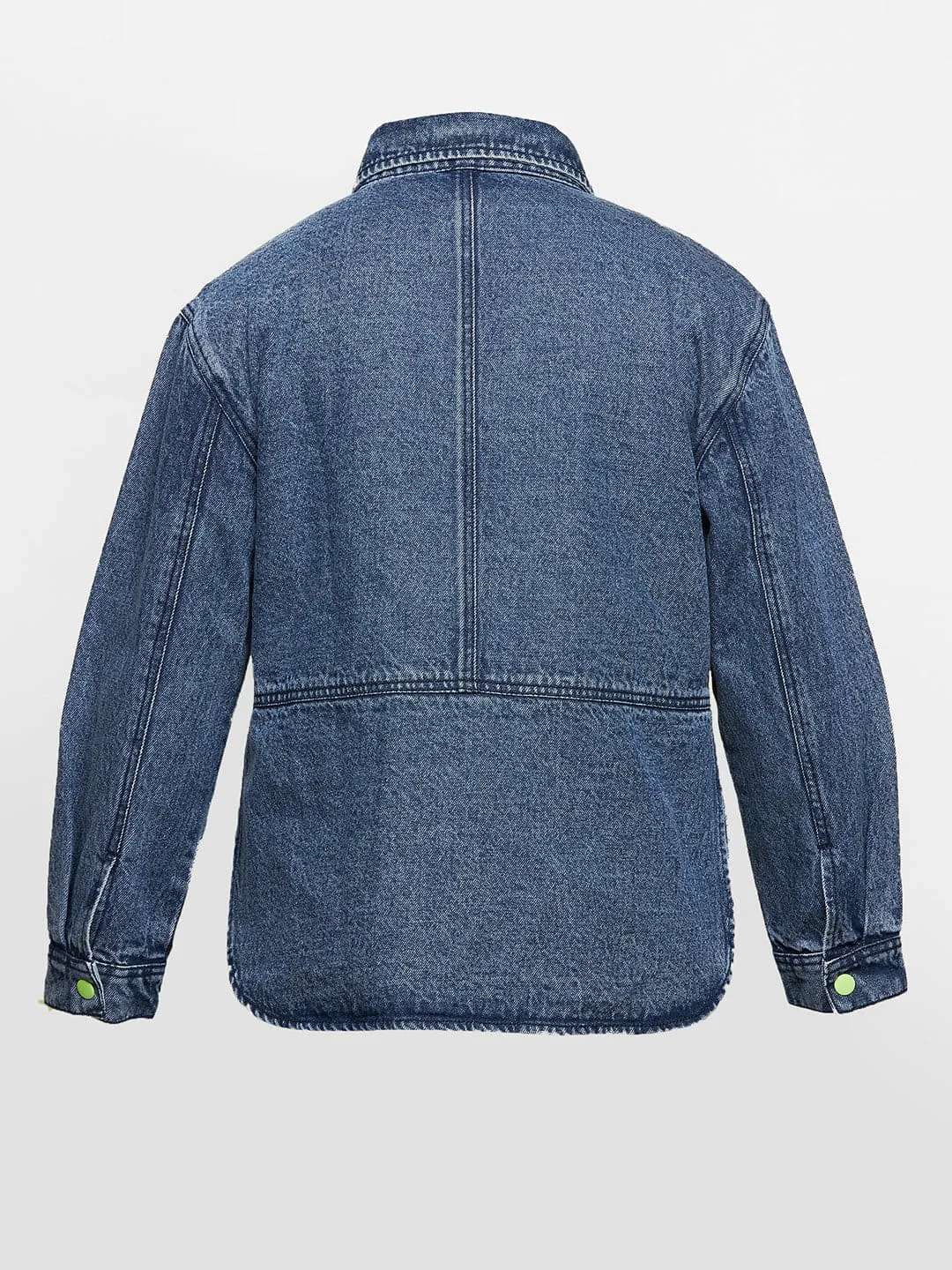 Girls Blue Denim Shacket - Lyush Kids