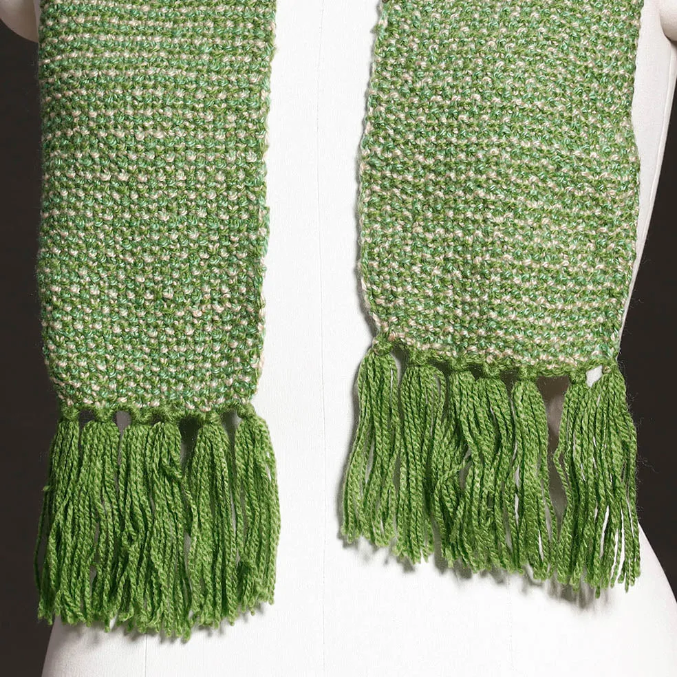 Green - Kumaun Hand Knitted Woolen Muffler (66 in)