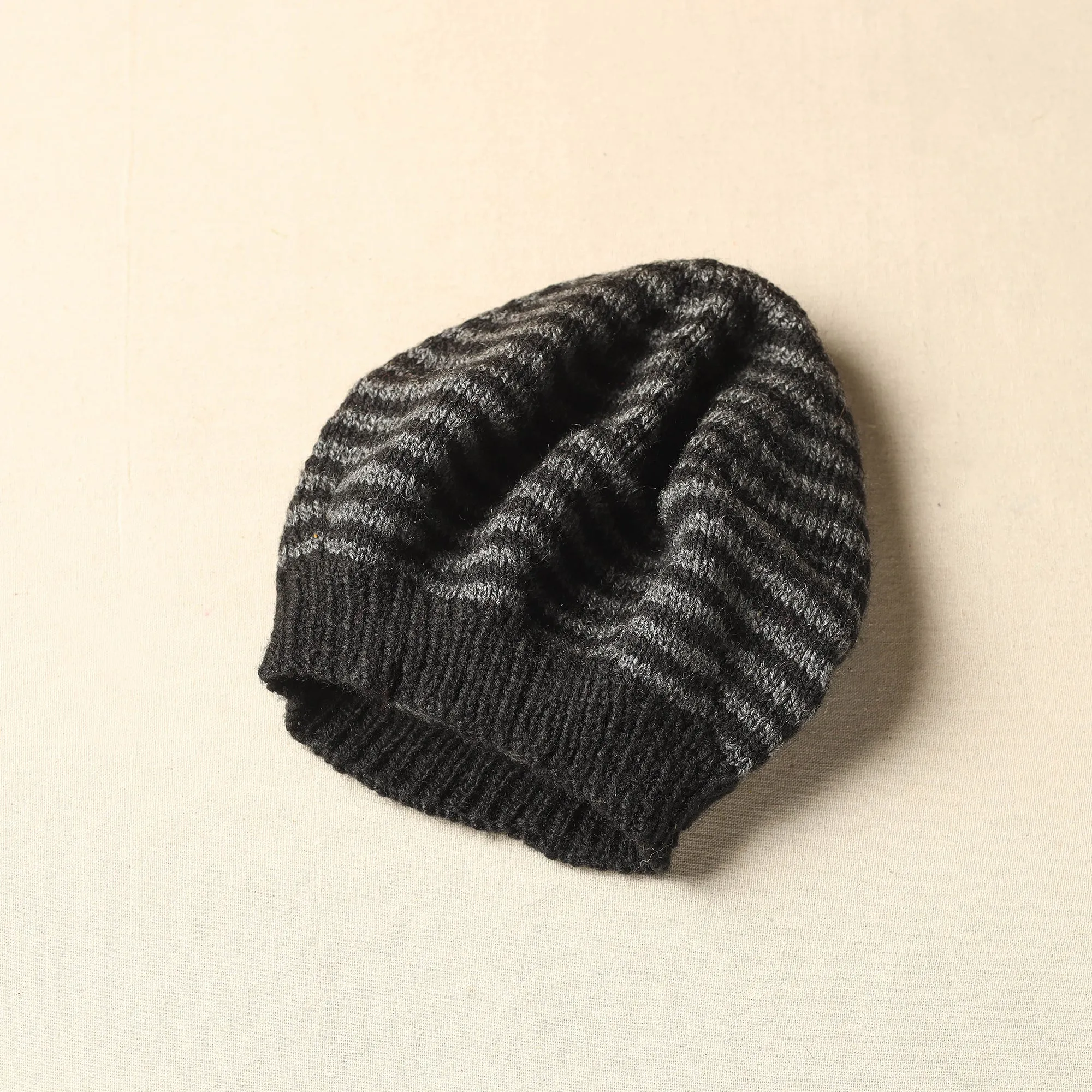 Grey - Kumaun Hand Knitted Woolen Beret Cap 63