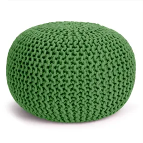 Handmade Knitted Pouffe Footstool 50cm - Green