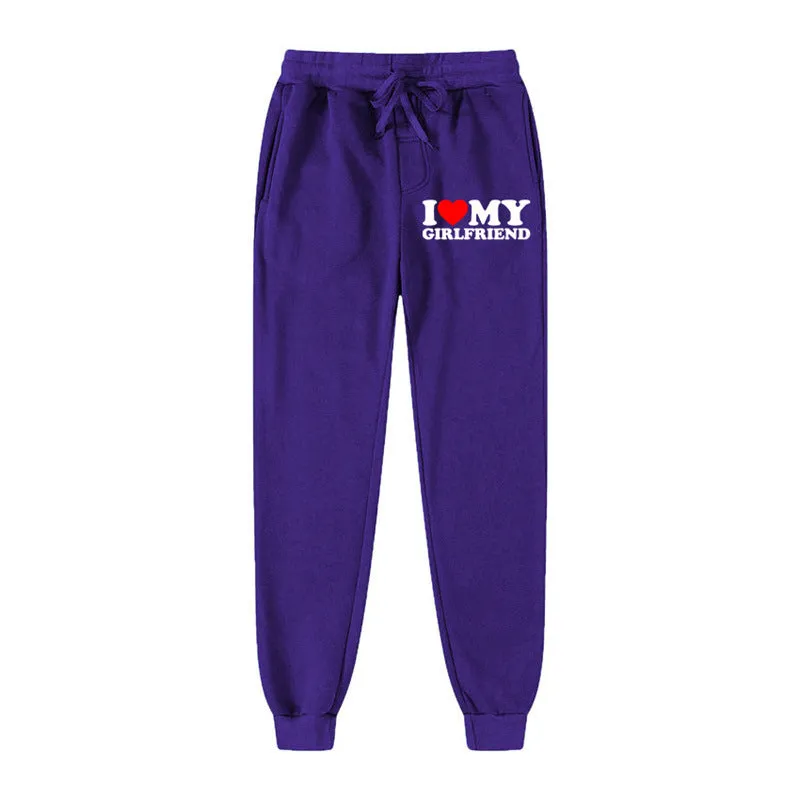 I LOVE MY GIRLFRIEND Letter Print Casual Sweatpants