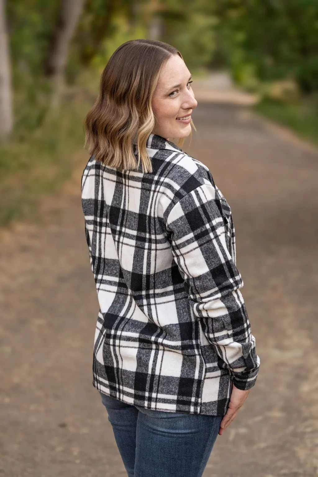 IN STOCK Norah Plaid Shacket - Ivory and Black