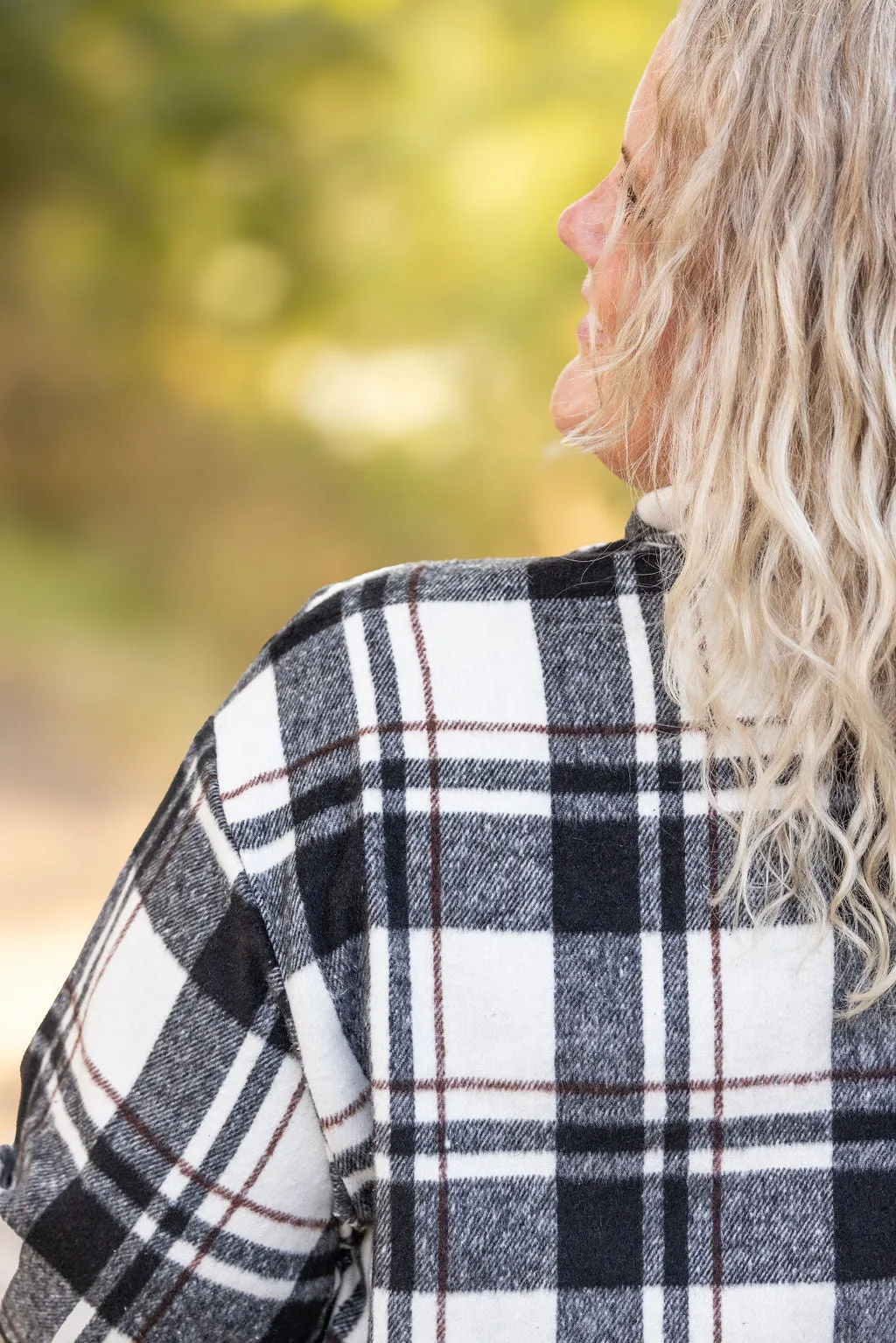 IN STOCK Norah Plaid Shacket - Ivory and Black