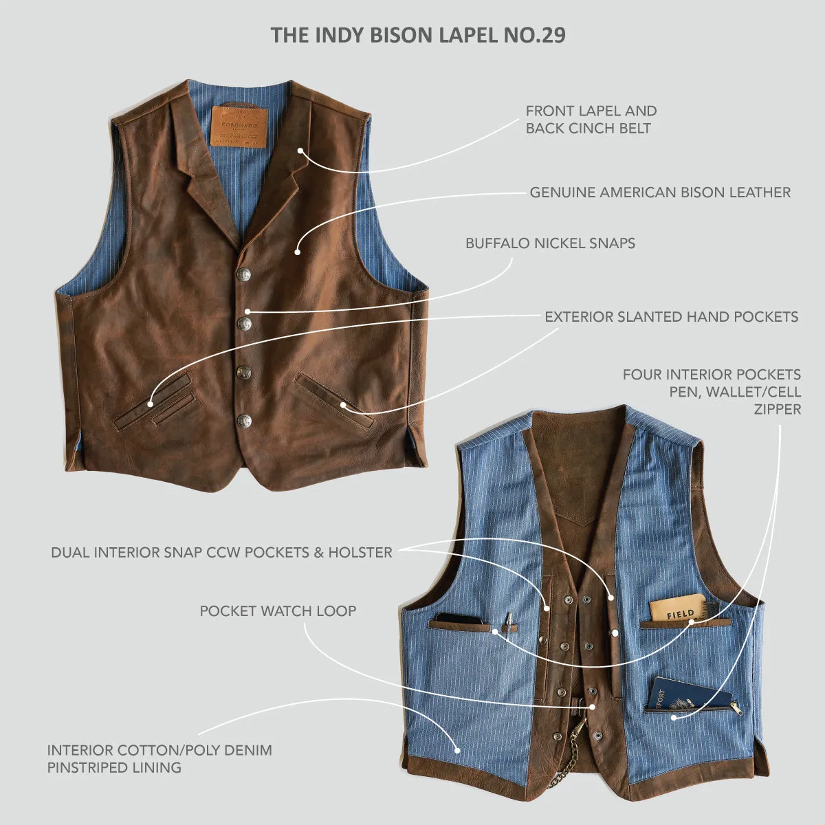 Indy Bison Lapel Vest No.29