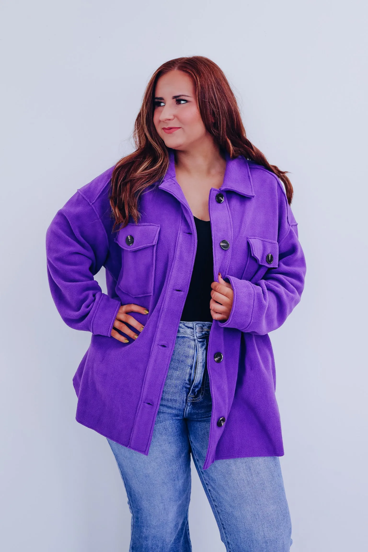 Isla Soft Pocketed Shacket - Amethyst