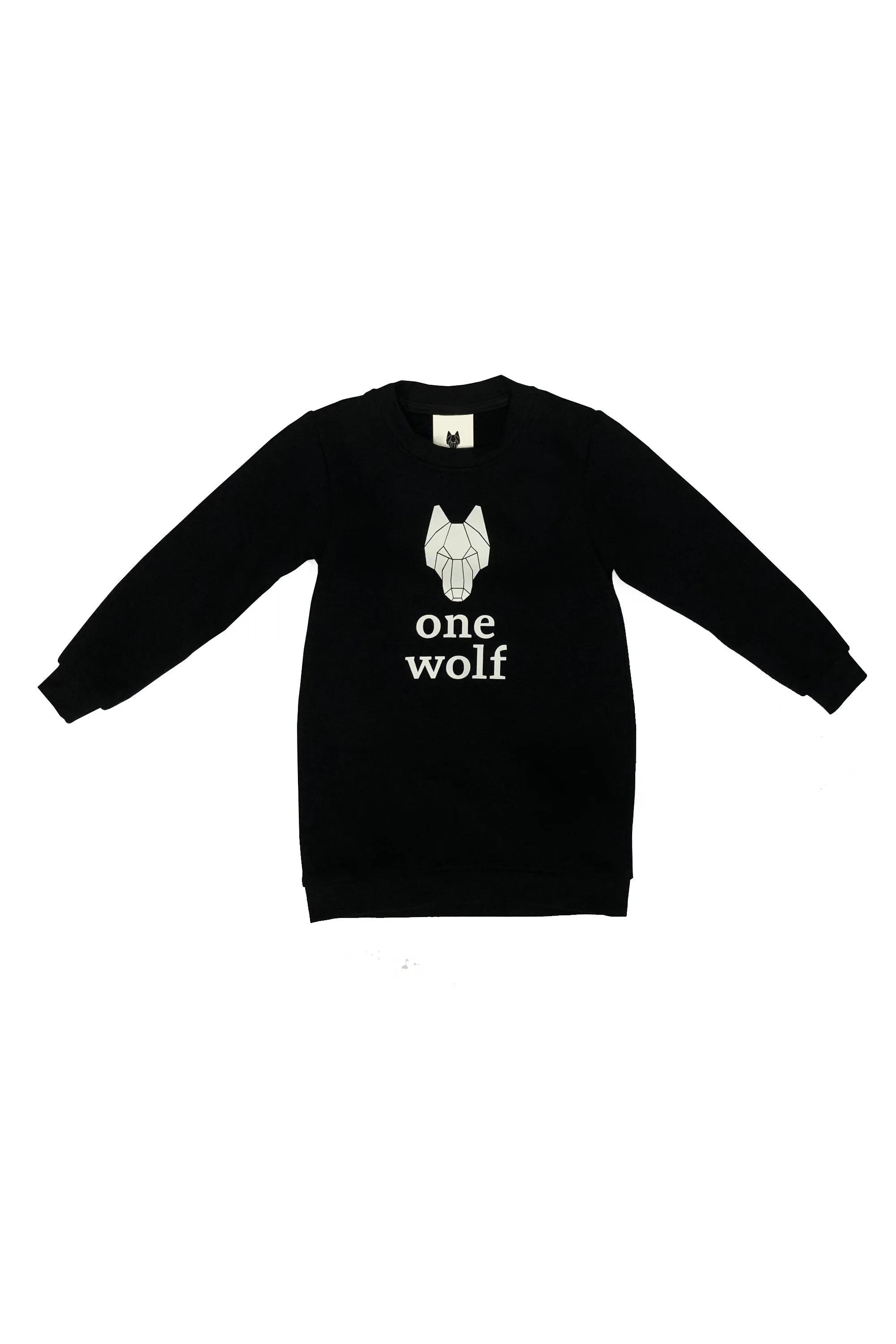 Kid's sweater ONE WOLF black with white logo (brushed inside)