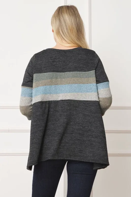 Knit Stripe Panel A Line Tunic