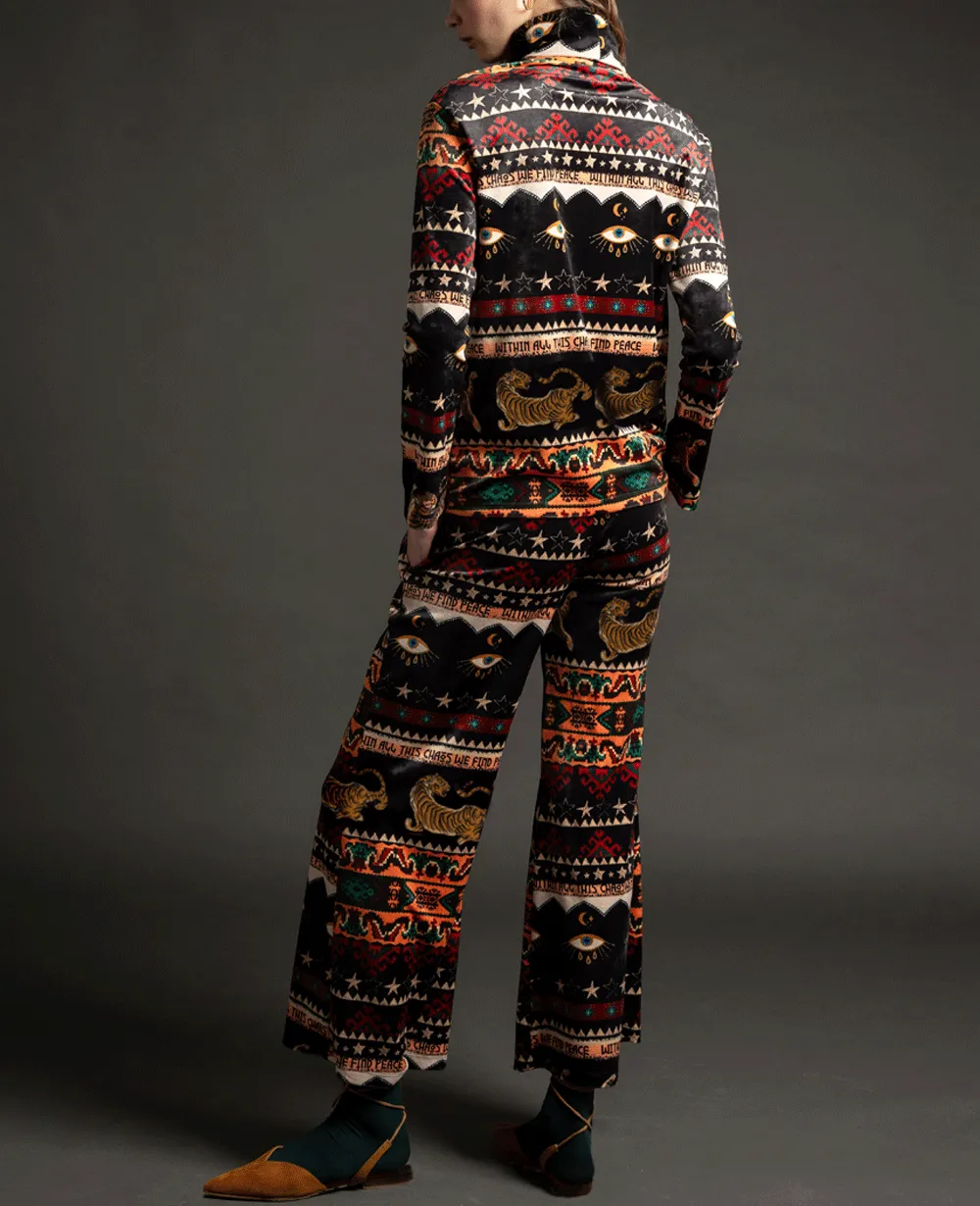 KNITTED VELVETLY PANTS "NAZCA" MULTICOLOR