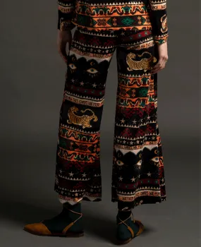 KNITTED VELVETLY PANTS "NAZCA" MULTICOLOR