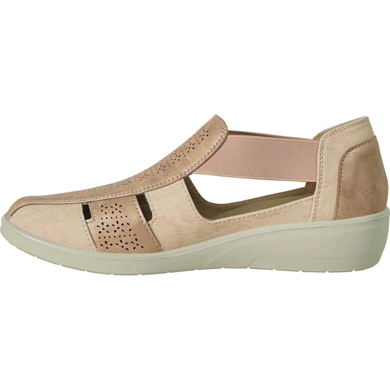 KOZI Women Comfort Casual Shoe OY3229 Wedge Sandal Champagne