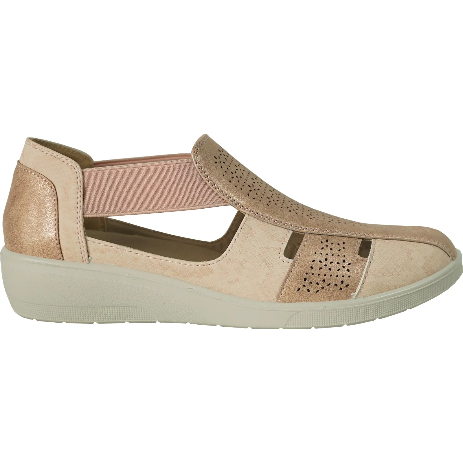 KOZI Women Comfort Casual Shoe OY3229 Wedge Sandal Champagne