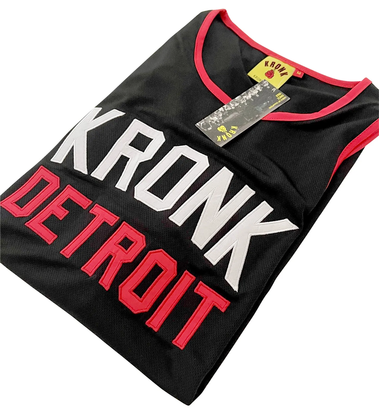 KRONK Iconic Detroit Applique Training Gym Vest Black with red & white logo