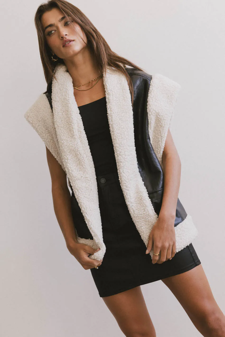 Last Night Sherpa Lined Vest in Black