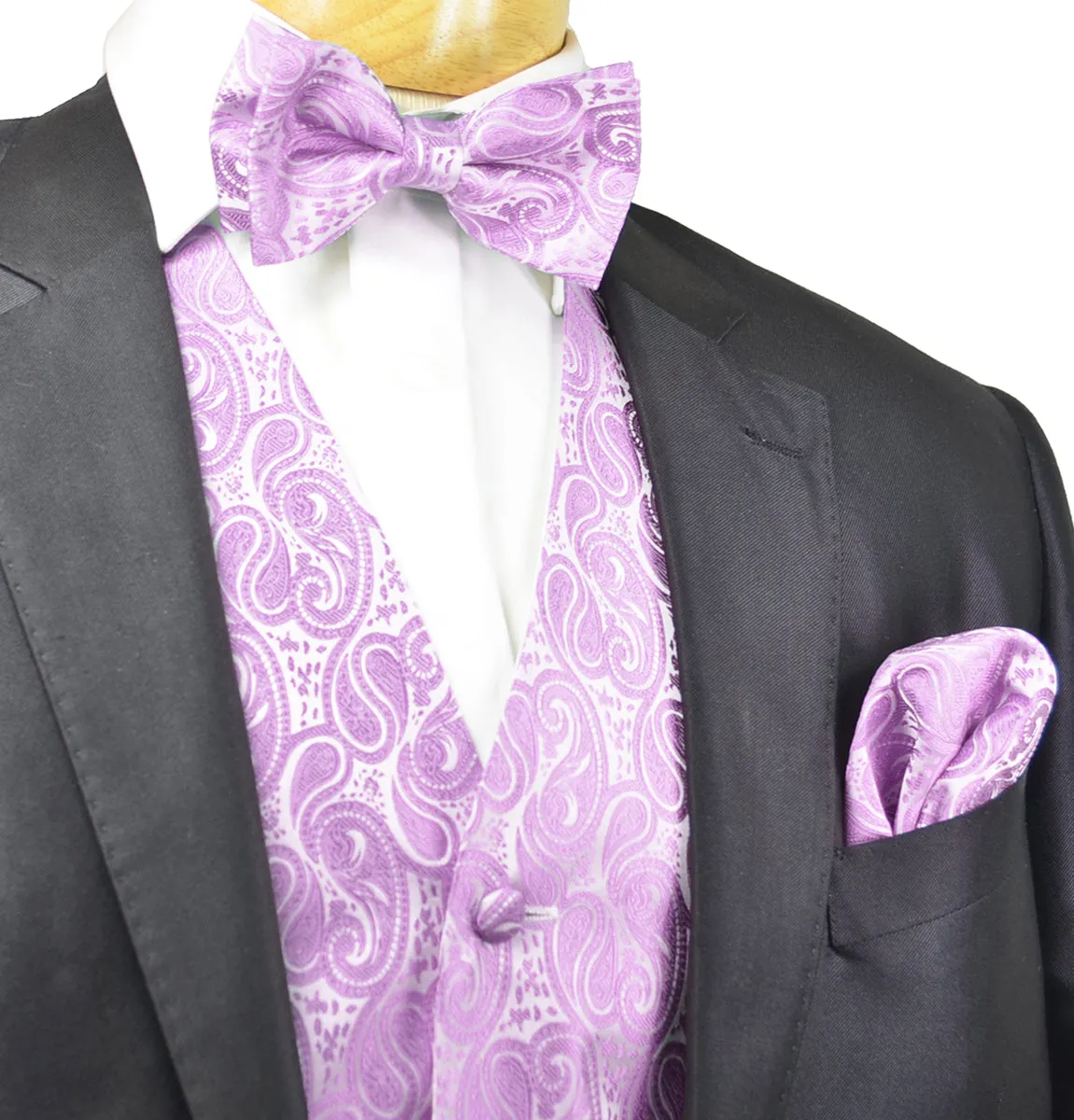 Lavender Paisley Tuxedo Vest Set