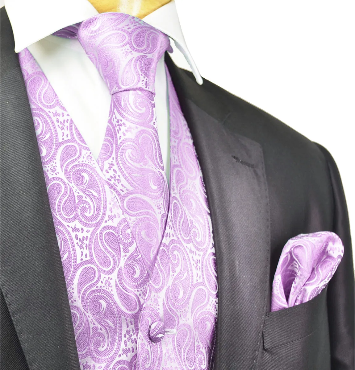 Lavender Paisley Tuxedo Vest Set