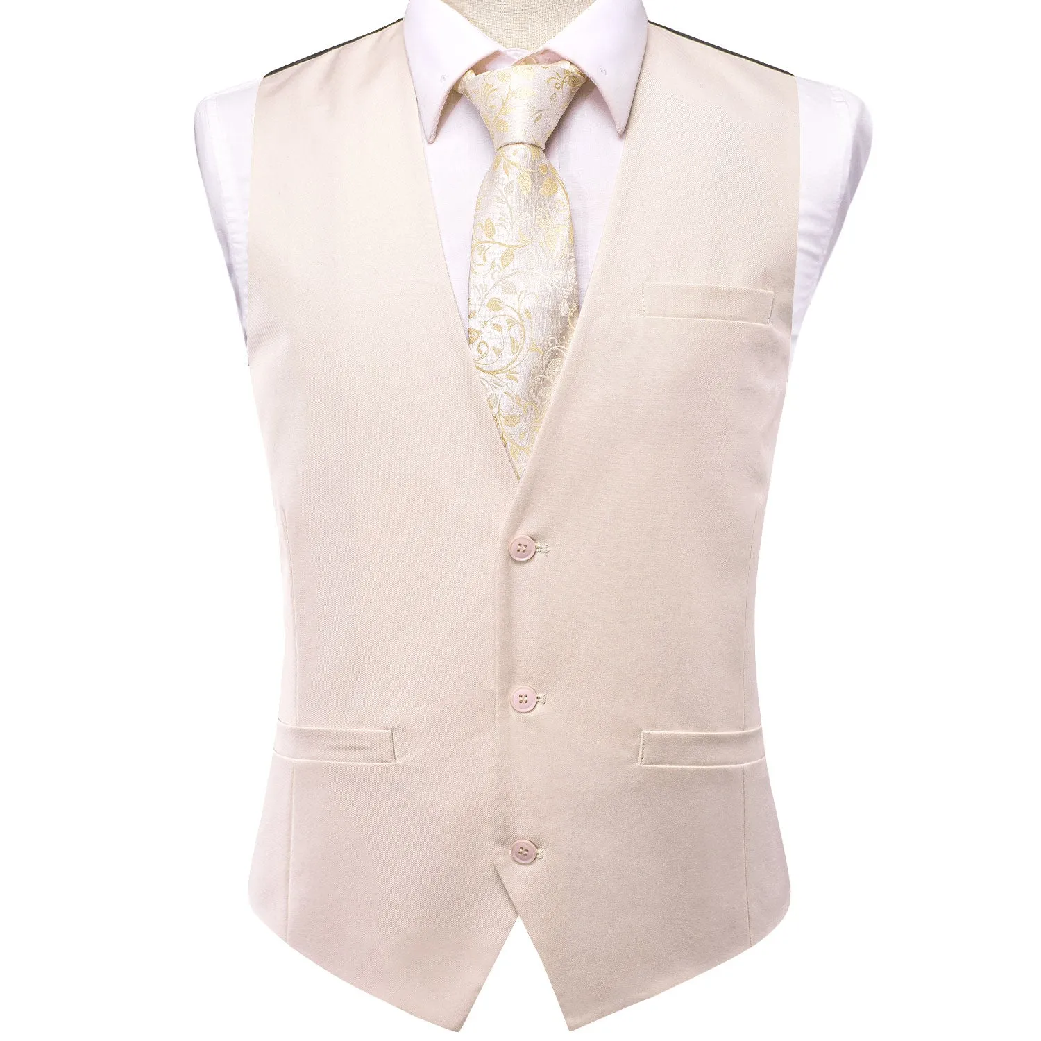 Light Pink Solid Silk Men's Single Vest Waistcoat