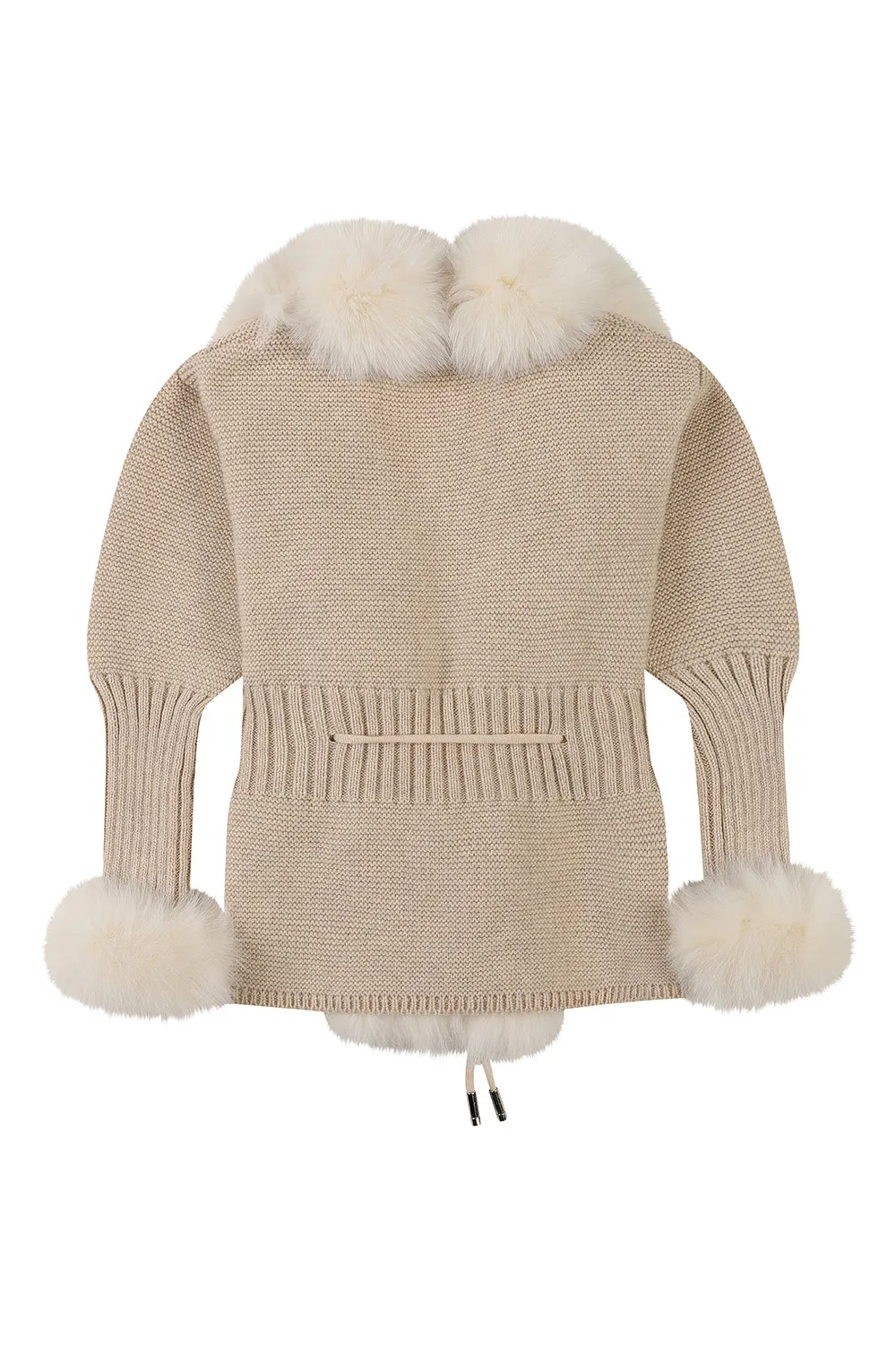 'Lili' Rib knit cardigan with fur trim - Beige