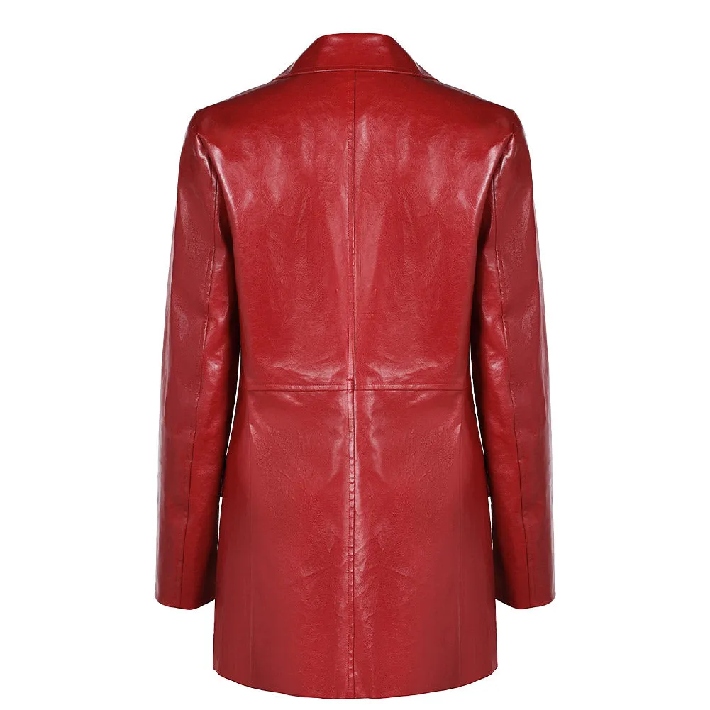 Madame Web 2024 Women Red Leather Coat Party Carnival Halloween Cosplay Costume