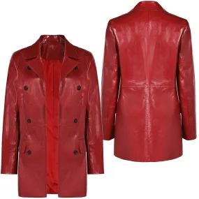 Madame Web 2024 Women Red Leather Coat Party Carnival Halloween Cosplay Costume