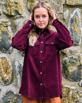 Maddox  - Womens Loose Corduroy Shacket - Burgundy