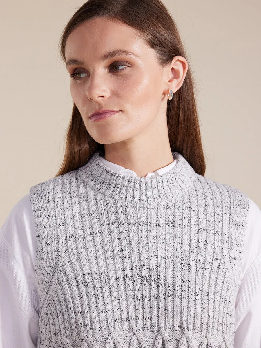 Marco Polo Cable Knit Vest - Winter White