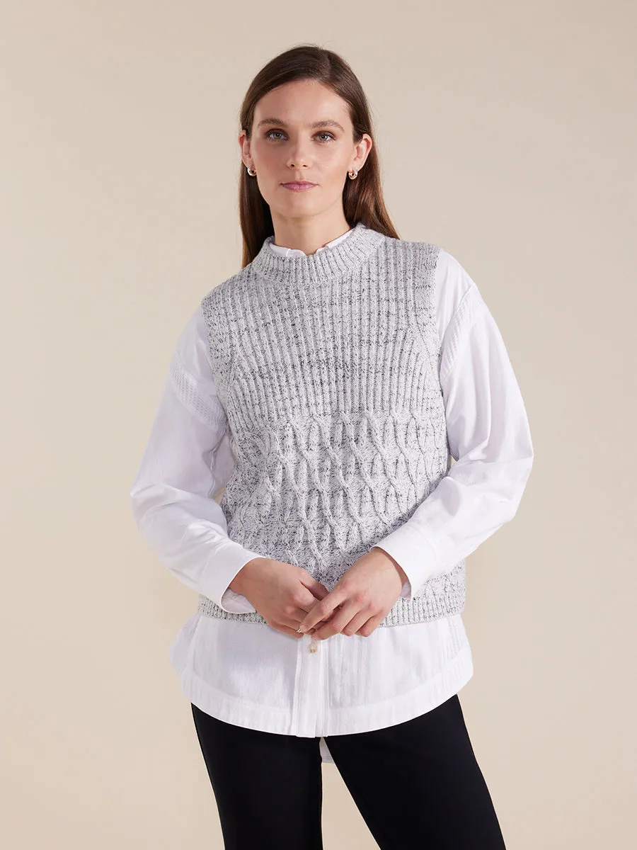 Marco Polo Cable Knit Vest - Winter White