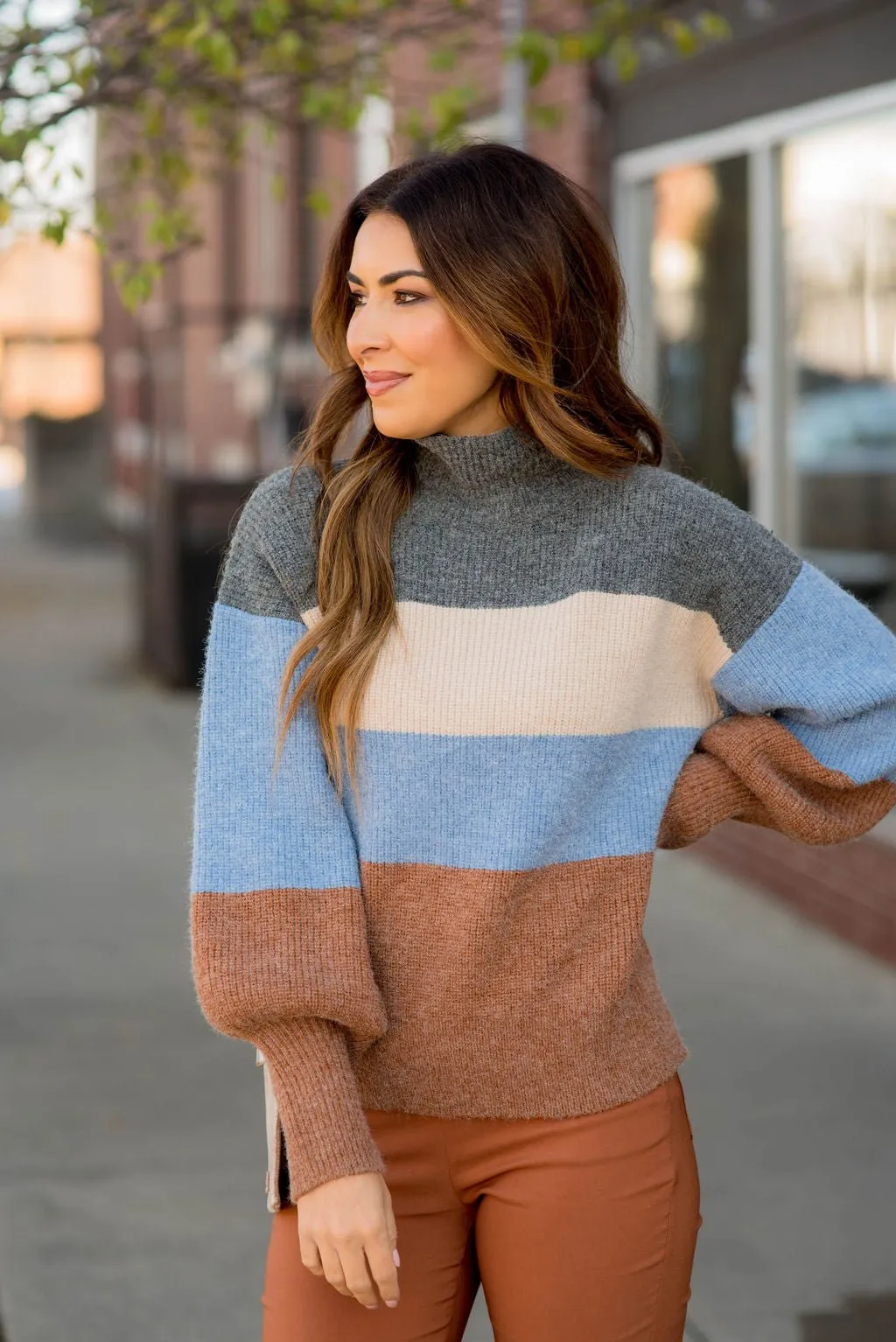 Marled Quad Colored Turtle Neck Sweater