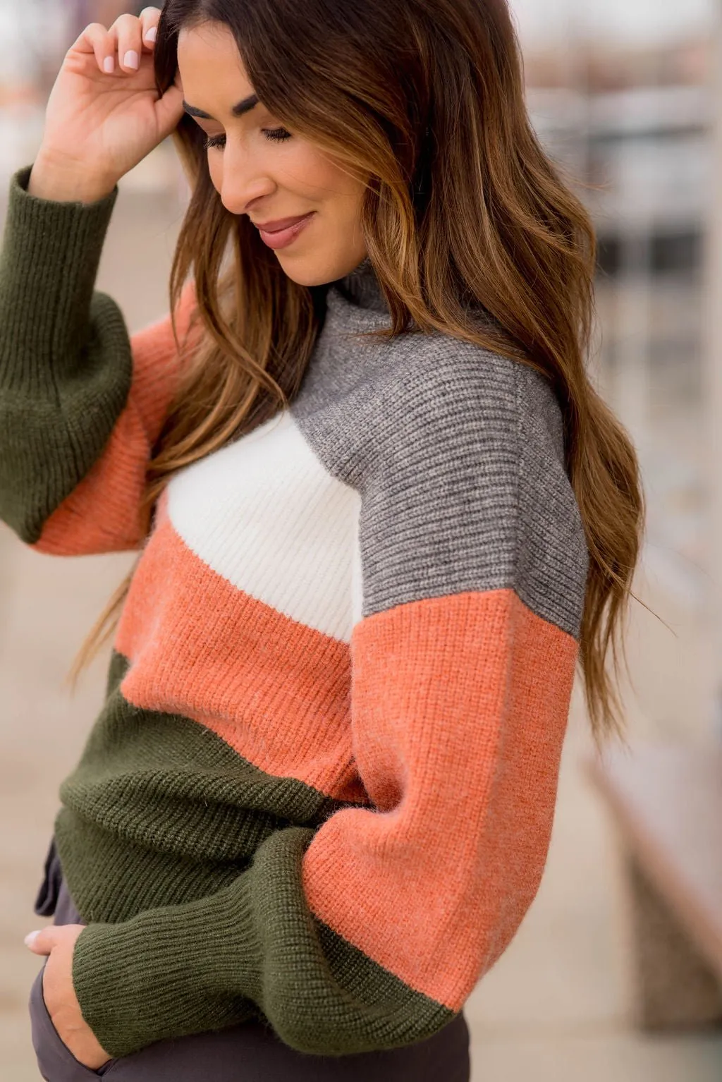 Marled Quad Colored Turtle Neck Sweater