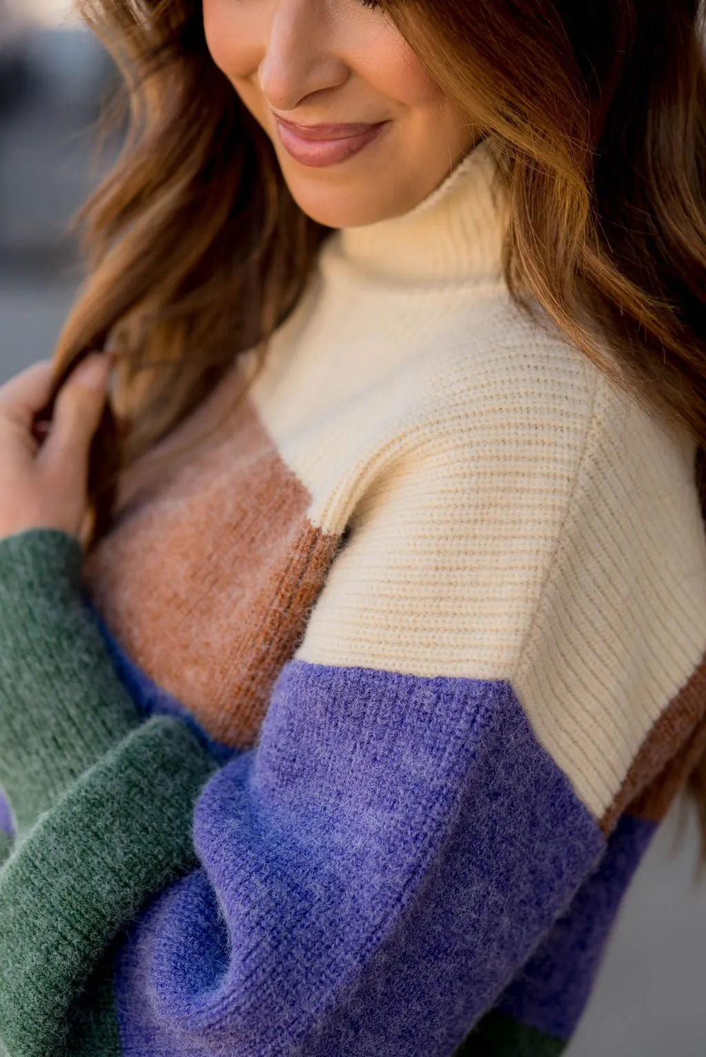 Marled Quad Colored Turtle Neck Sweater