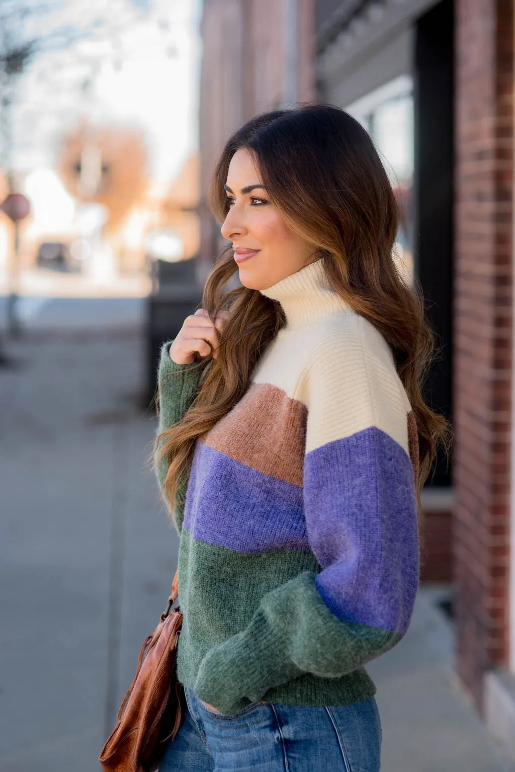 Marled Quad Colored Turtle Neck Sweater