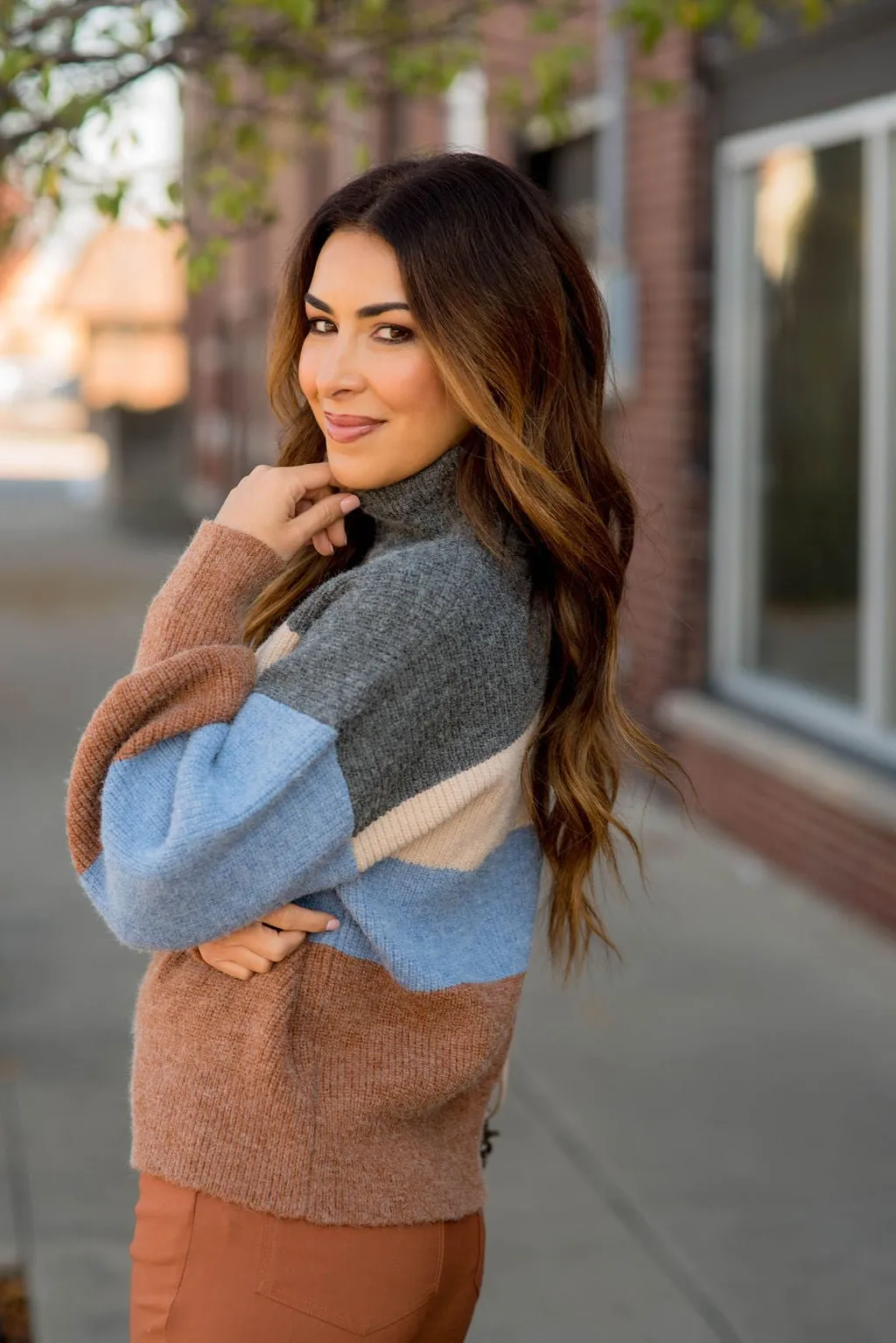 Marled Quad Colored Turtle Neck Sweater