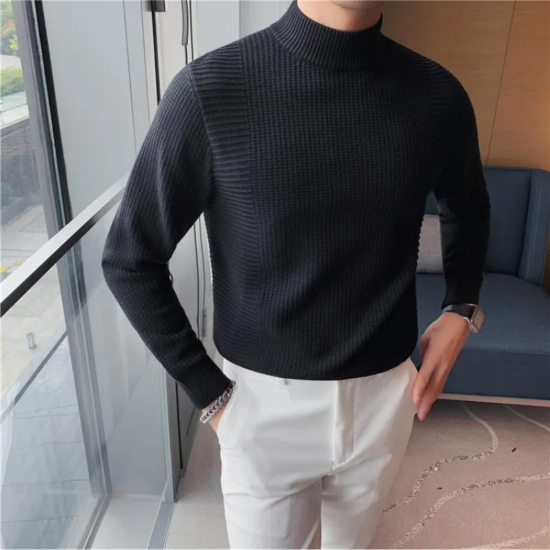 Men's Autumn and Winter Half Turtleneck Slim Business Knitted Sweater