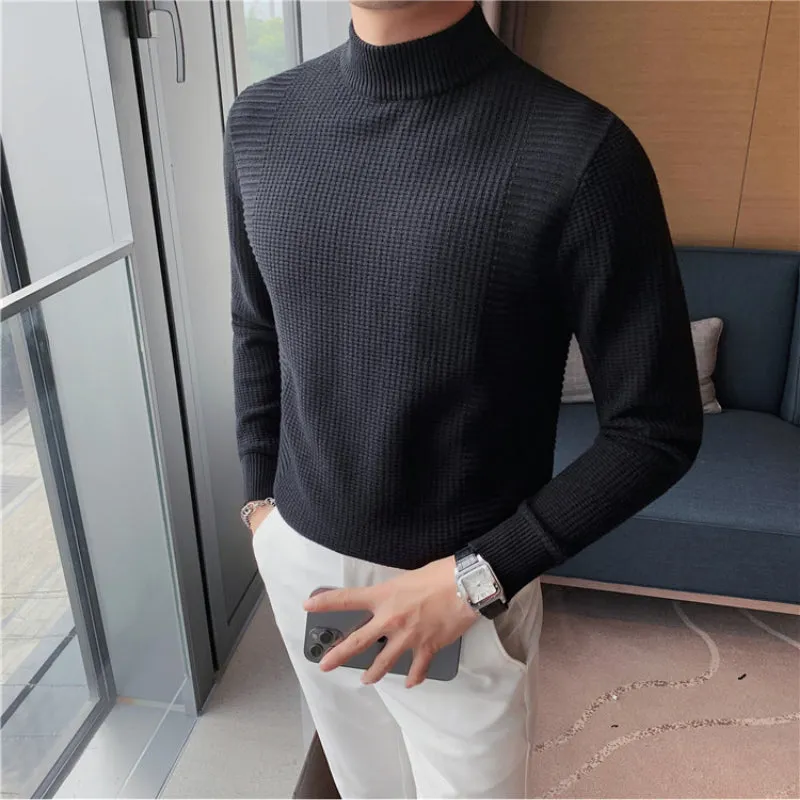 Men's Autumn and Winter Half Turtleneck Slim Business Knitted Sweater