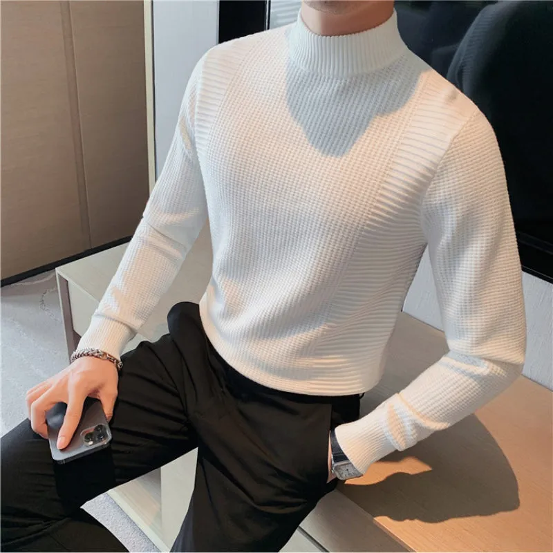 Men's Autumn and Winter Half Turtleneck Slim Business Knitted Sweater