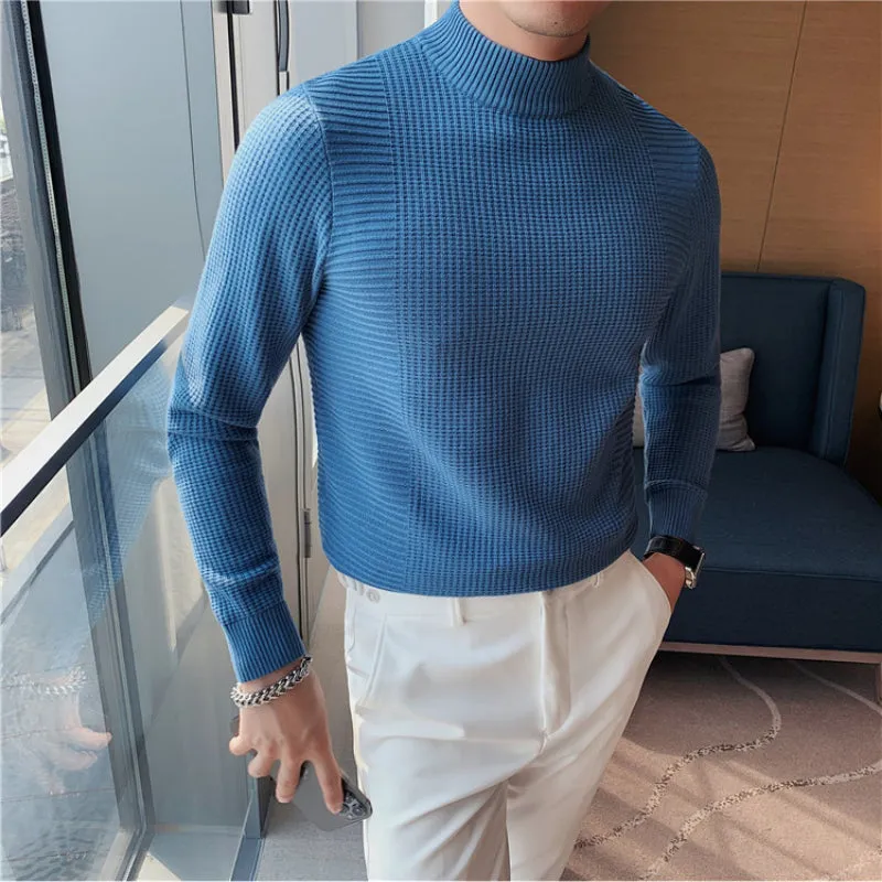 Men's Autumn and Winter Half Turtleneck Slim Business Knitted Sweater