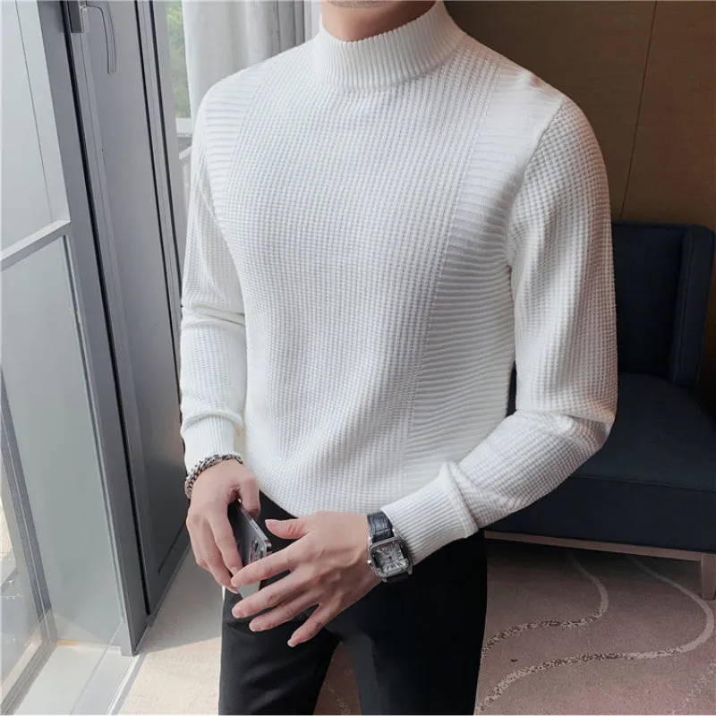 Men's Autumn and Winter Half Turtleneck Slim Business Knitted Sweater