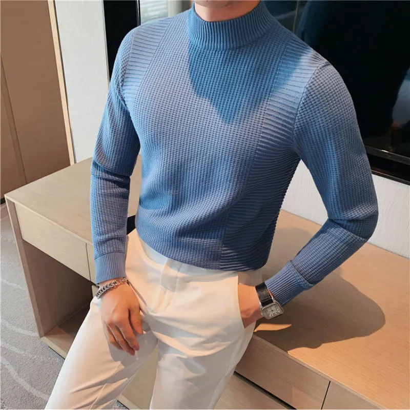 Men's Autumn and Winter Half Turtleneck Slim Business Knitted Sweater