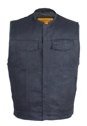 Men's Black Denim Gun Pocket Club Vest, Conceal Carry Gun Pockets