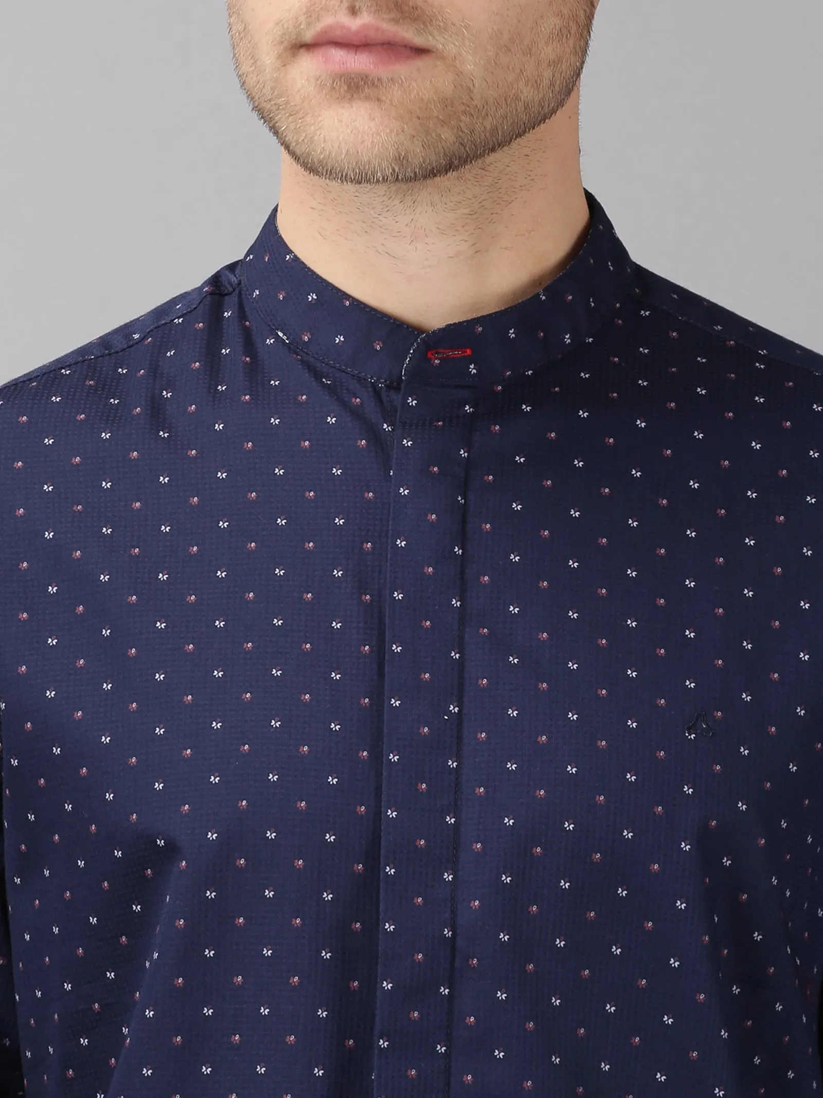 MEN'S BLUE PRINTED SLIM FIT SHIRT