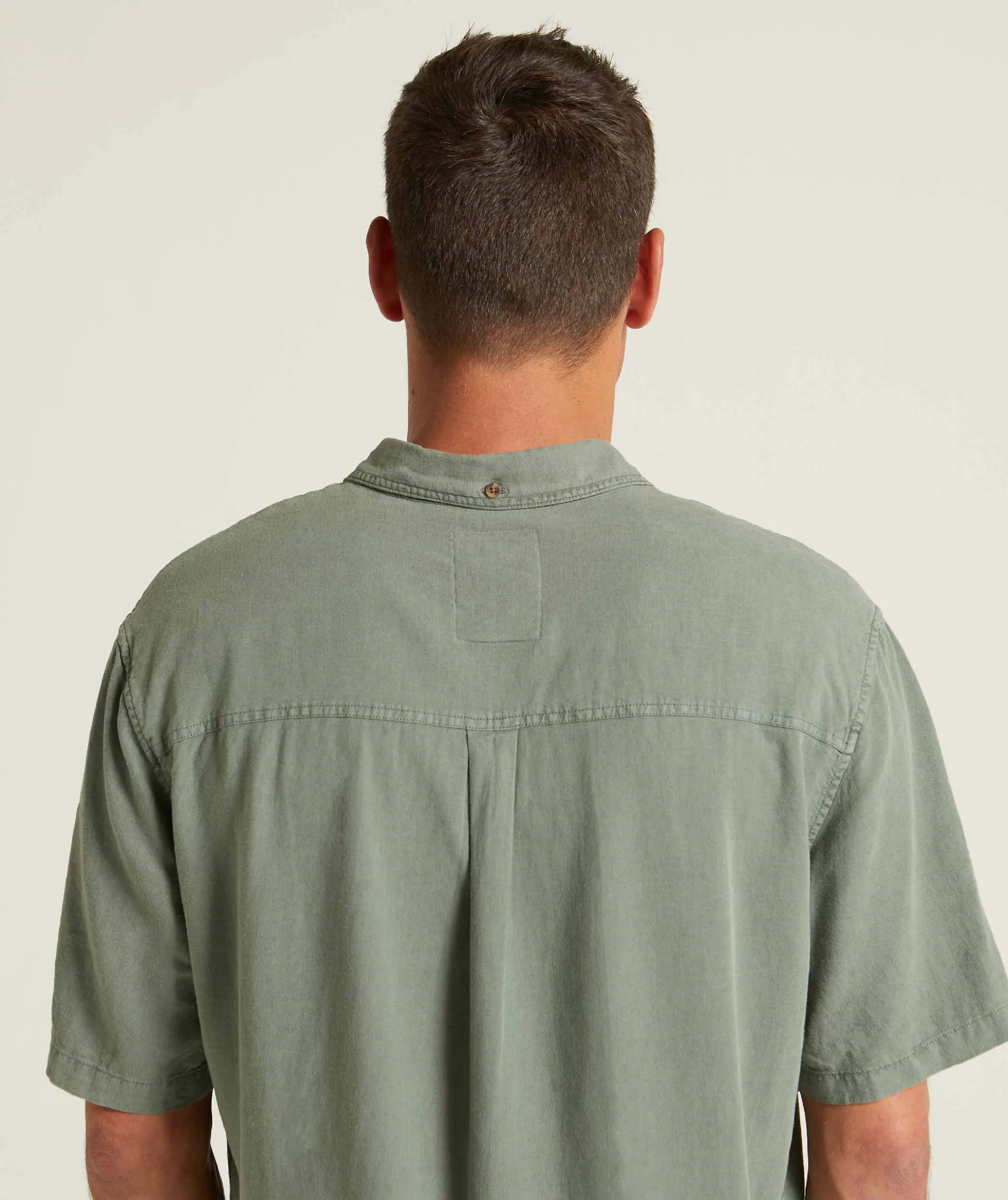 Mens Garment Dyed Short Sleeve Shirt - Silver Pine